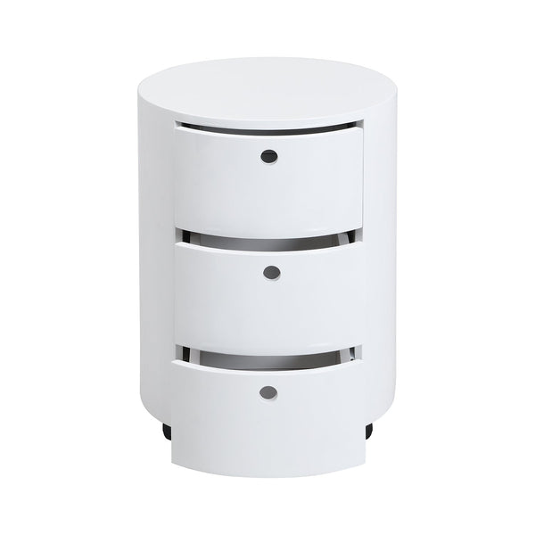 Dolio Drum Chest 3 Drawer Nightstand in White