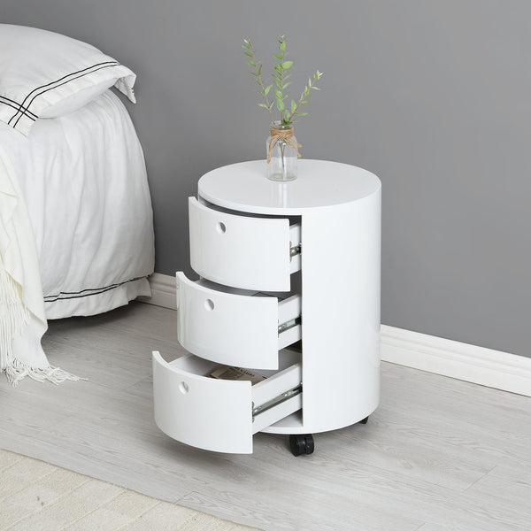 Dolio Drum Chest 3 Drawer Nightstand in White