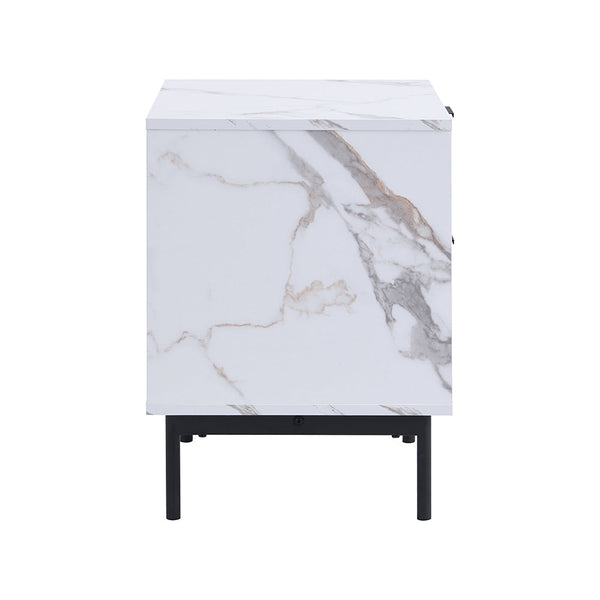 Aspen Oak and Marble Effect 2-Drawer Nightstand