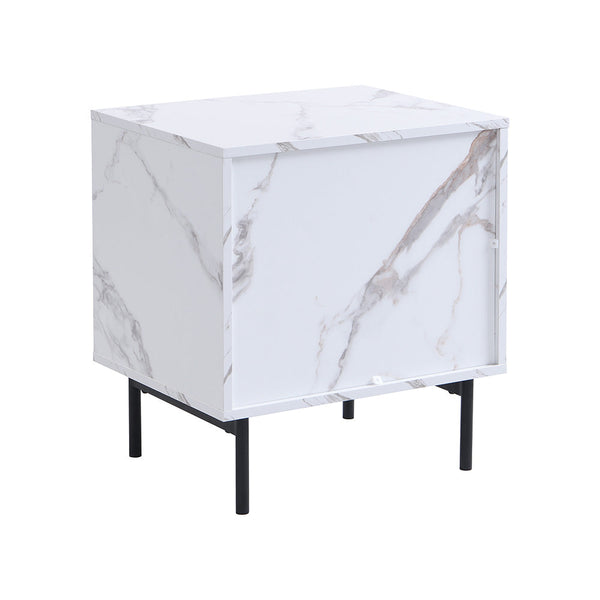 Aspen Oak and Marble Effect 2-Drawer Nightstand