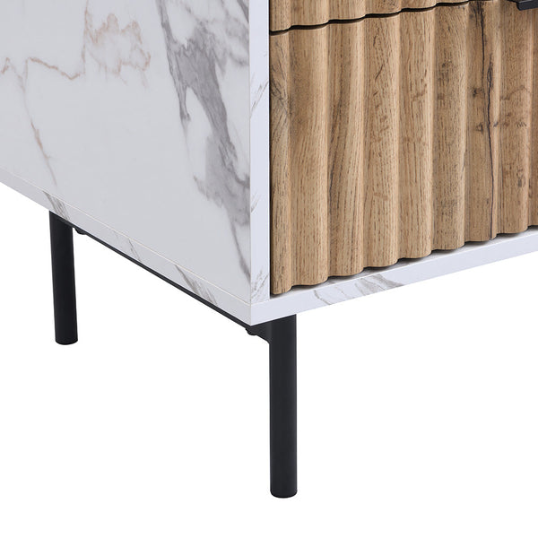 Aspen Oak and Marble Effect 2-Drawer Nightstand