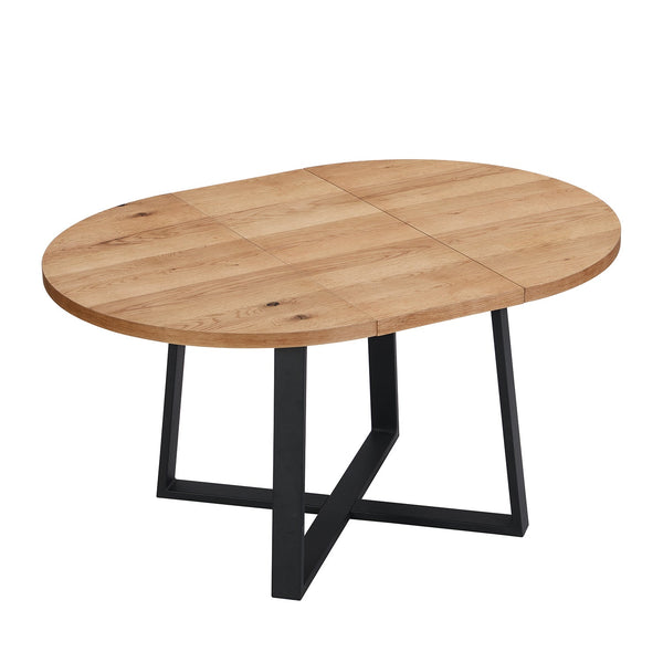 BERN Extending Round Dining Table with Metal Legs