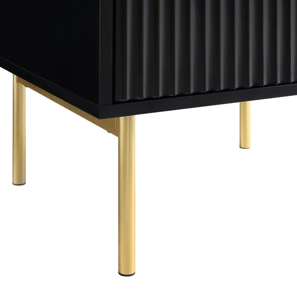 Richmond Ridged 2 Drawer Nightstand, Matte Black