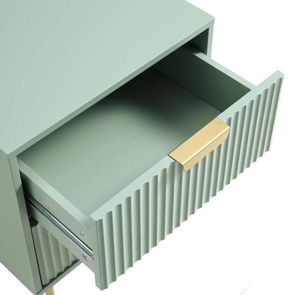 Richmond Ridged 2 Drawer Nightstand, Matte Sage Green