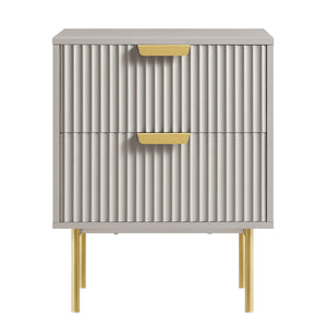 Richmond Ridged 2 Drawer Nightstand, Matte Taupe