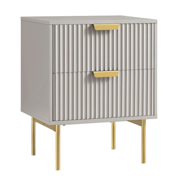 Richmond Ridged 2 Drawer Nightstand, Matte Taupe