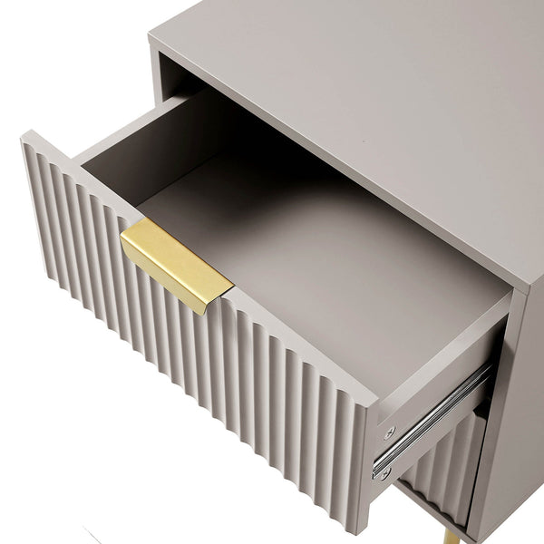 Richmond Ridged 2 Drawer Nightstand, Matte Taupe