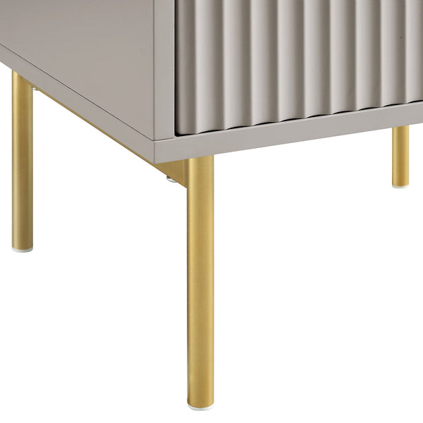 Richmond Ridged 2 Drawer Nightstand, Matte Taupe