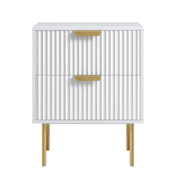 Richmond Ridged 2 Drawer Nightstand, Matte White