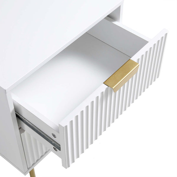 Richmond Ridged 2 Drawer Nightstand, Matte White