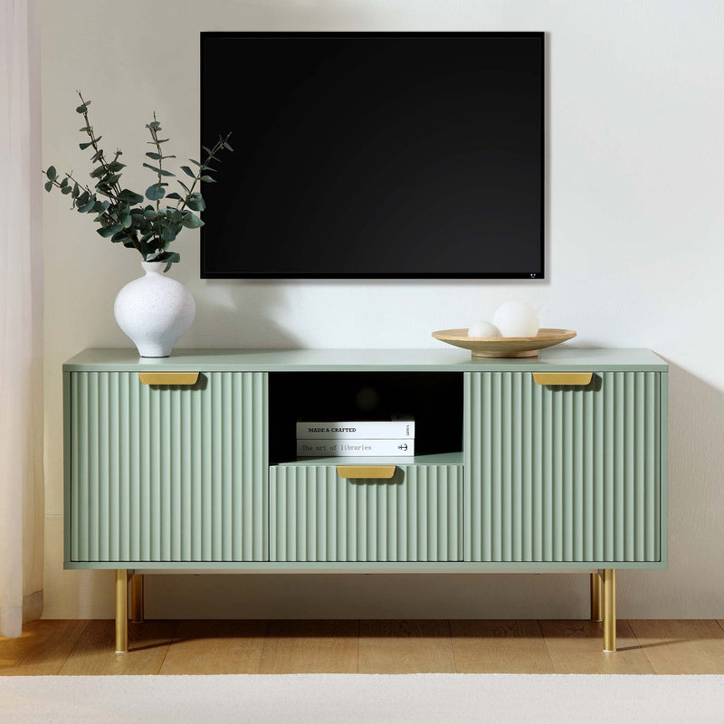 Richmond Ridged TV Media Unit, Matte Sage Green
