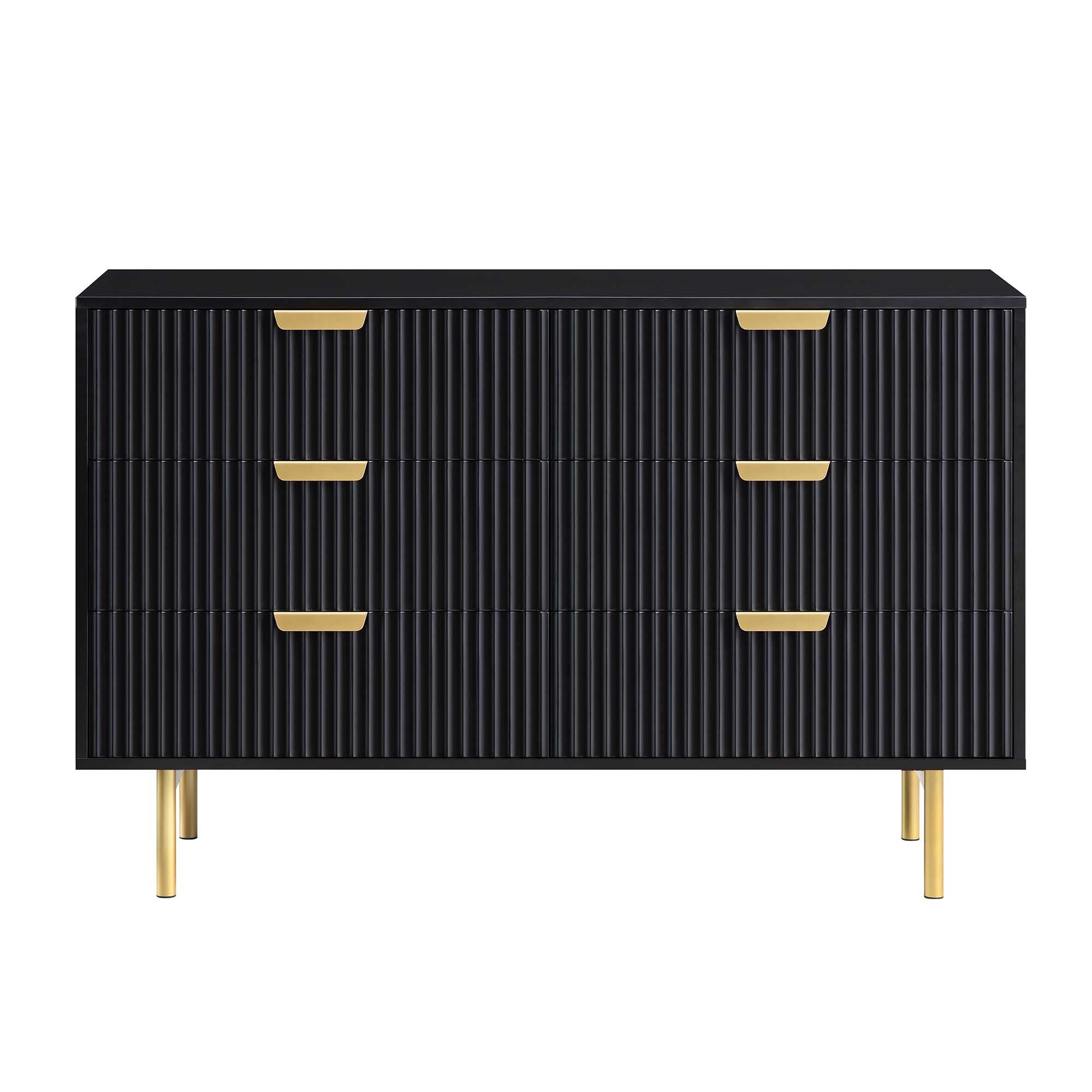 Richmond Ridged Wide 6 Drawer Dresser, Matte Black Richmond Ridged Wide 6 Drawer Dresser, Matte Black