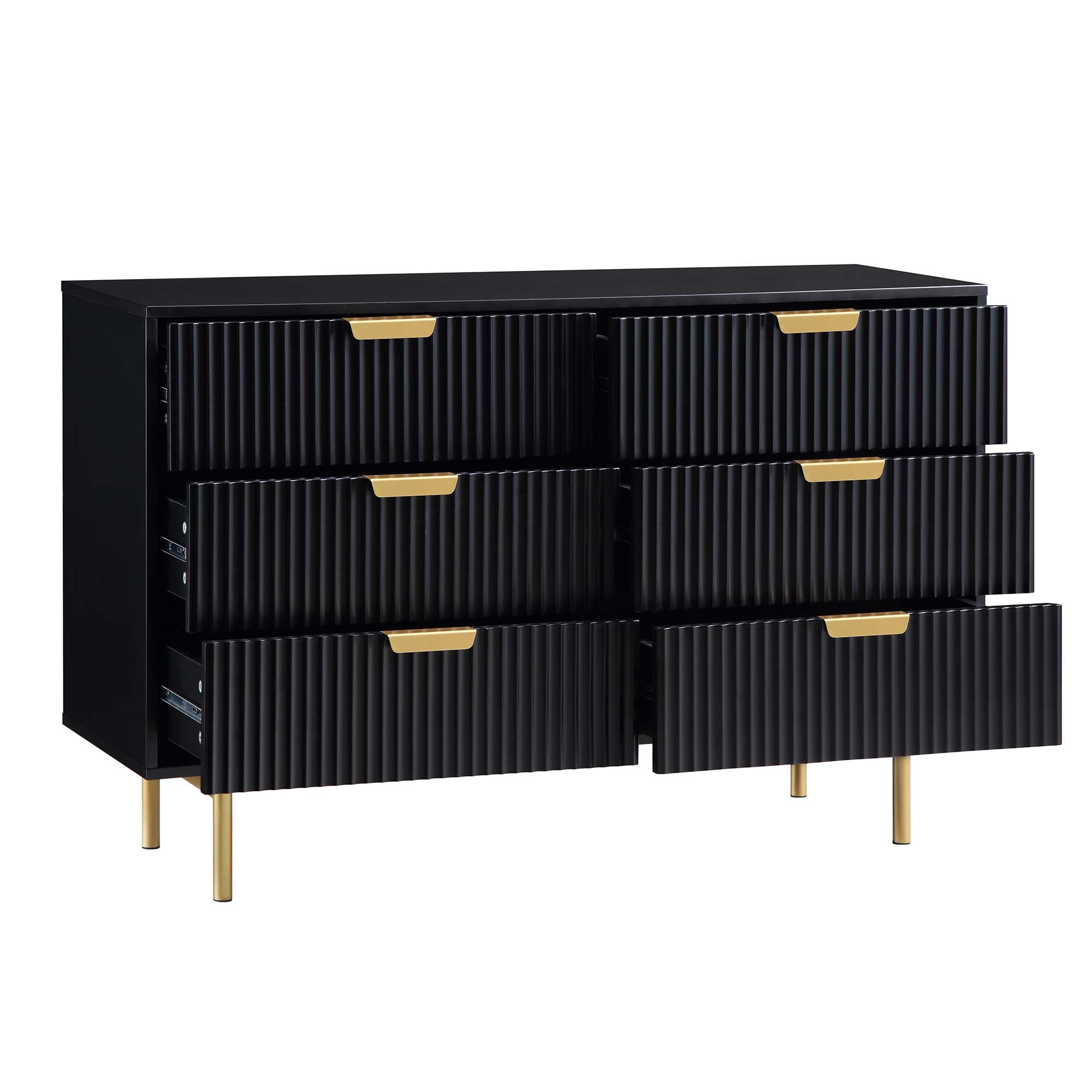 Richmond Ridged Wide 6 Drawer Dresser, Matte Black | daals.com Richmond Ridged Wide 6 Drawer Dresser, Matte Black | daals.com