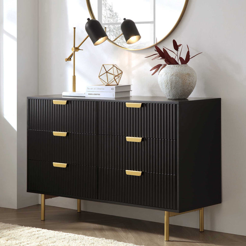 Richmond Ridged Wide 6 Drawer Dresser, Matte Black | daals.com Richmond Ridged Wide 6 Drawer Dresser, Matte Black | daals.com