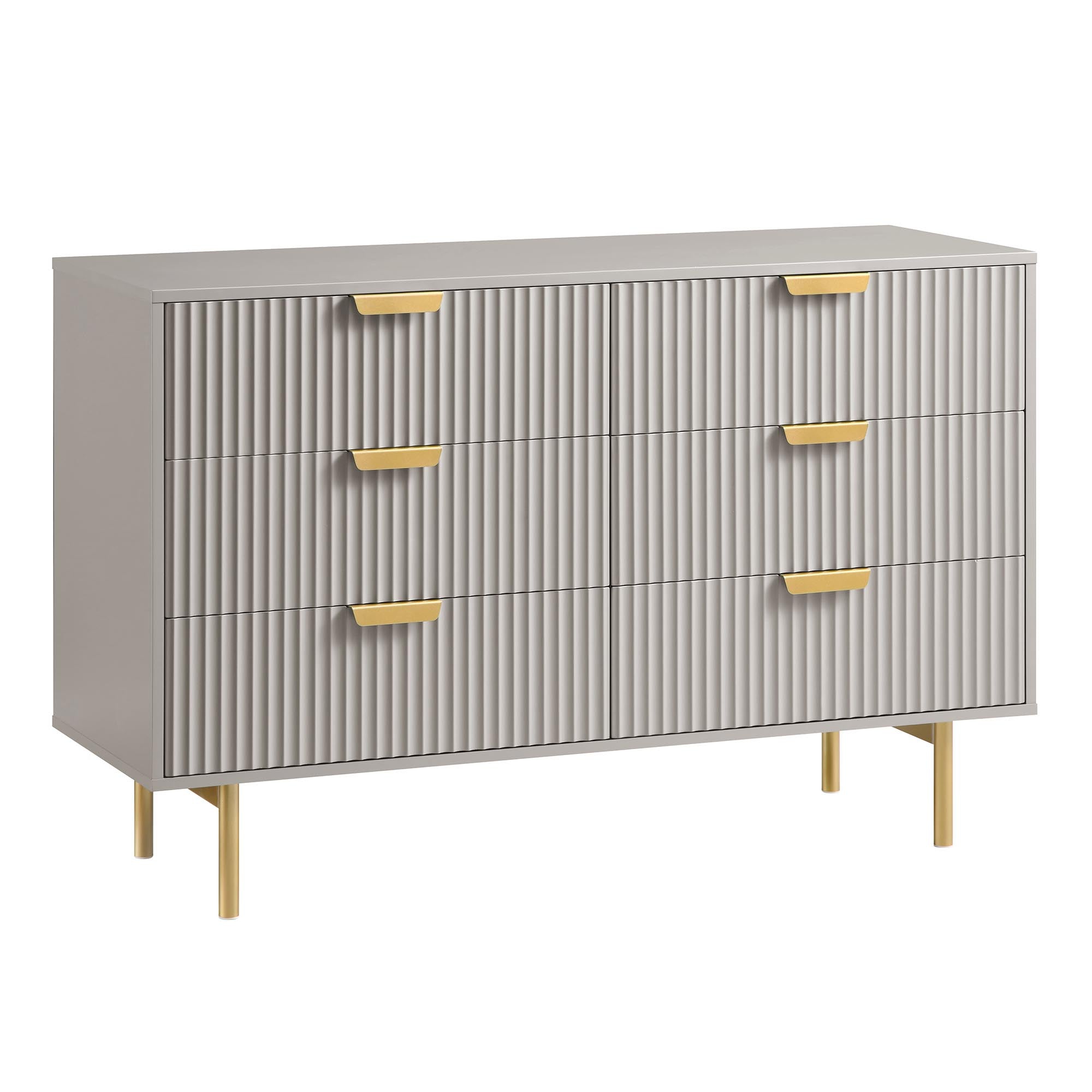 Richmond Ridged Wide 6 Drawer Dresser, Matte Taupe - daals Richmond Ridged Wide 6 Drawer Dresser, Matte Taupe - daals