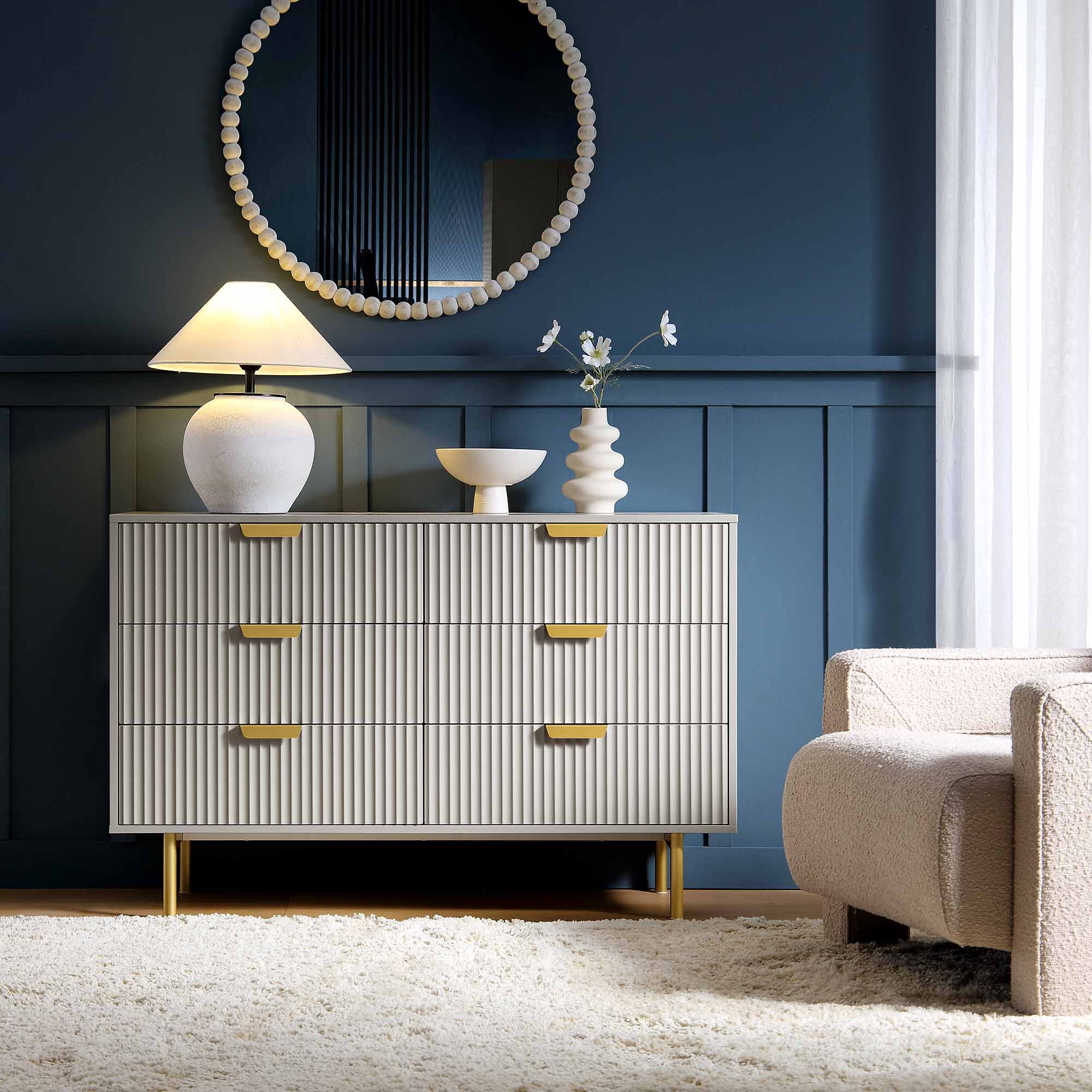 Richmond Ridged Wide 6 Drawer Dresser, Matte Taupe - daals - Cabinets & Chests Richmond Ridged Wide 6 Drawer Dresser, Matte Taupe - daals - Cabinets & Chests