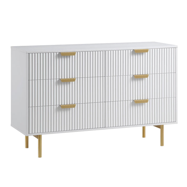 Richmond Ridged Wide 6 Drawer Dresser, Matte White