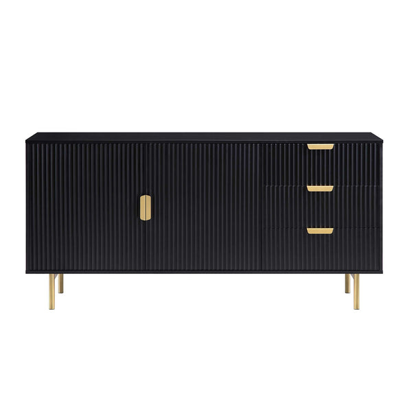 Richmond Ridged Large Sideboard, Matte Black