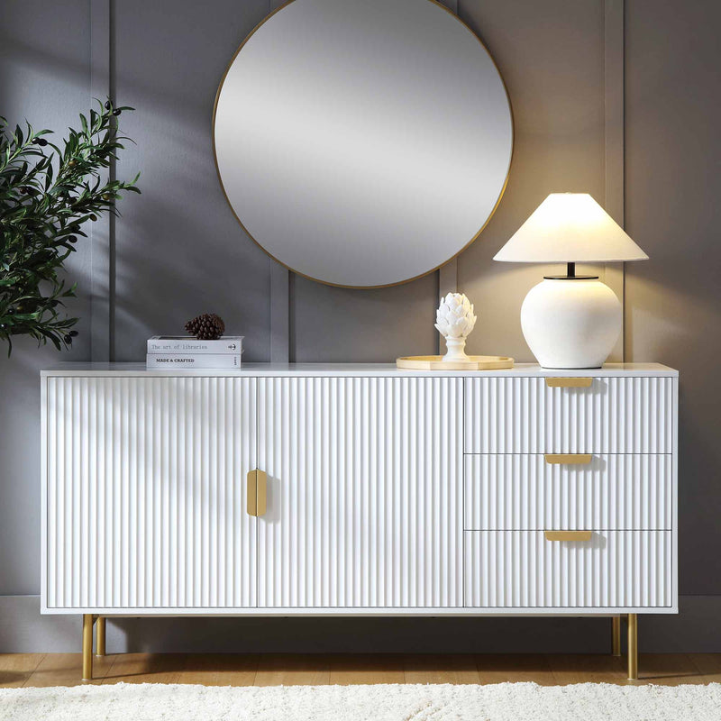 Richmond Ridged Large Sideboard, Matte White