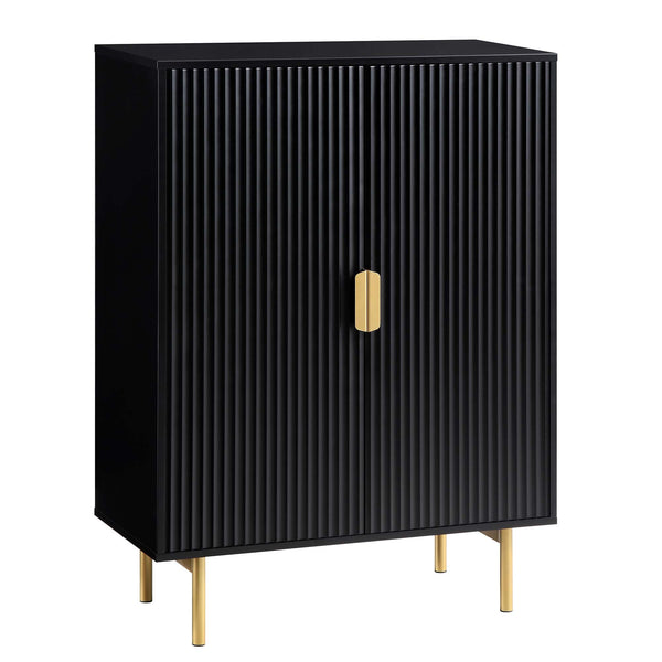 Richmond Ridged Highboard Storage Cabinet, Matte Black