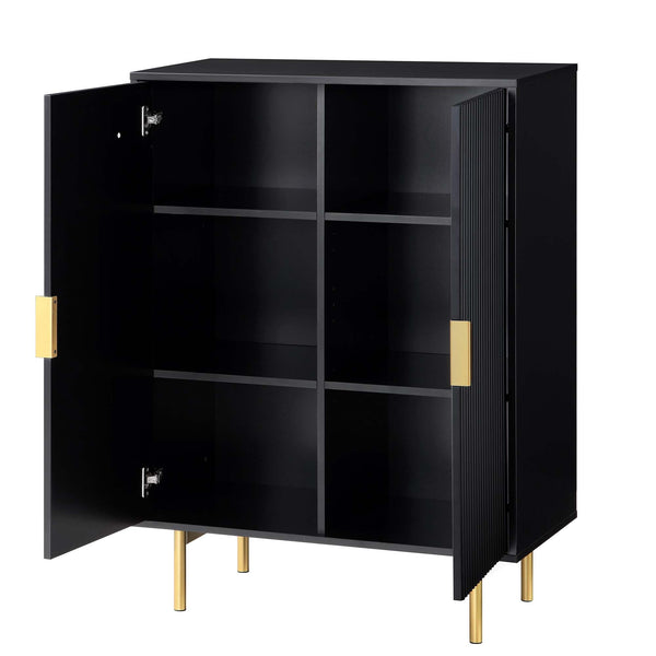 Richmond Ridged Highboard Storage Cabinet, Matte Black