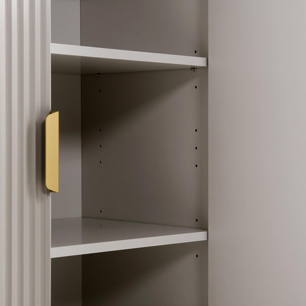 Richmond Ridged Highboard Storage Cabinet, Matte Taupe