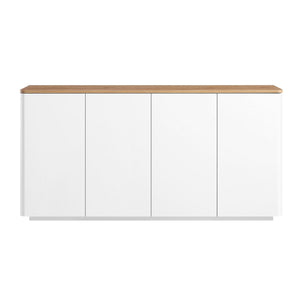 Agnes Curved Edge 59 in. Wide Sideboard, Off-White with Oak Top