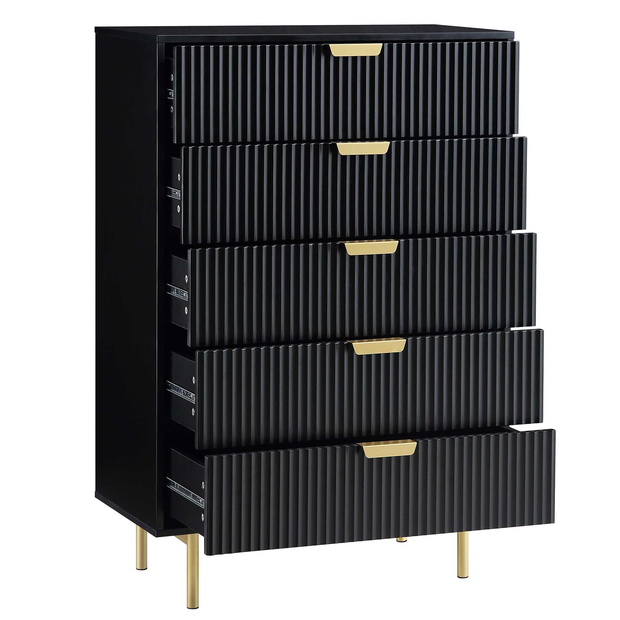 Richmond Ridged 5 Drawer Dresser, Matte Black | daals.com Richmond Ridged 5 Drawer Dresser, Matte Black | daals.com