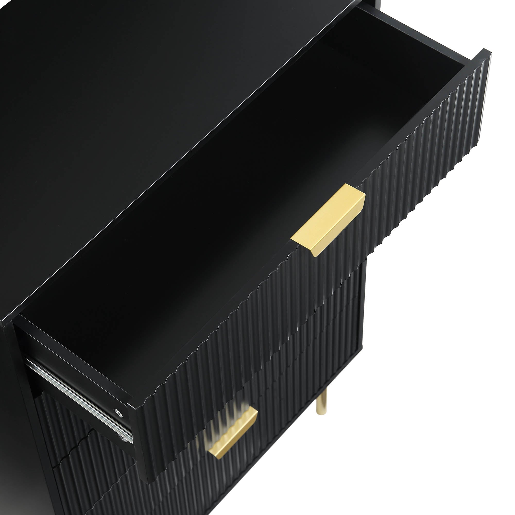black dresser gold handles Lofka Dresser for Bedroom with 6 Deep Drawers, Gold Metal Handles, Smooth Metal Rails, 2-in-1 TV Stand, Black