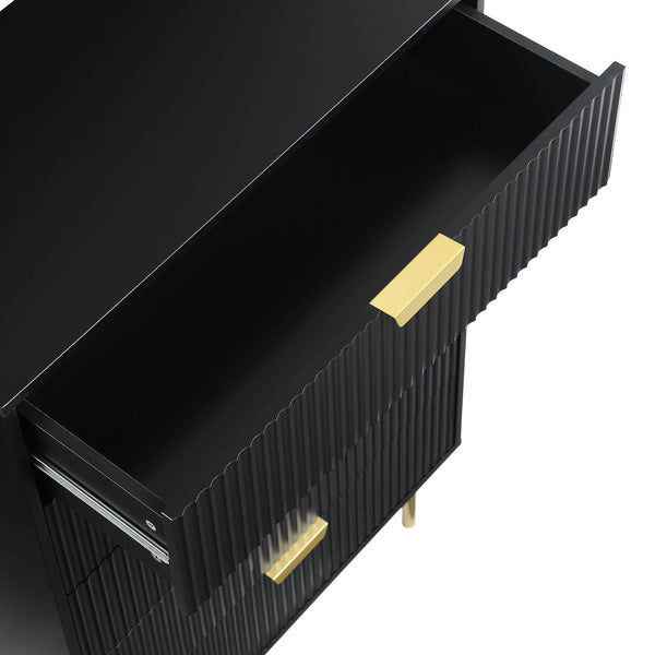 Richmond Ridged 5 Drawer Dresser, Matte Black