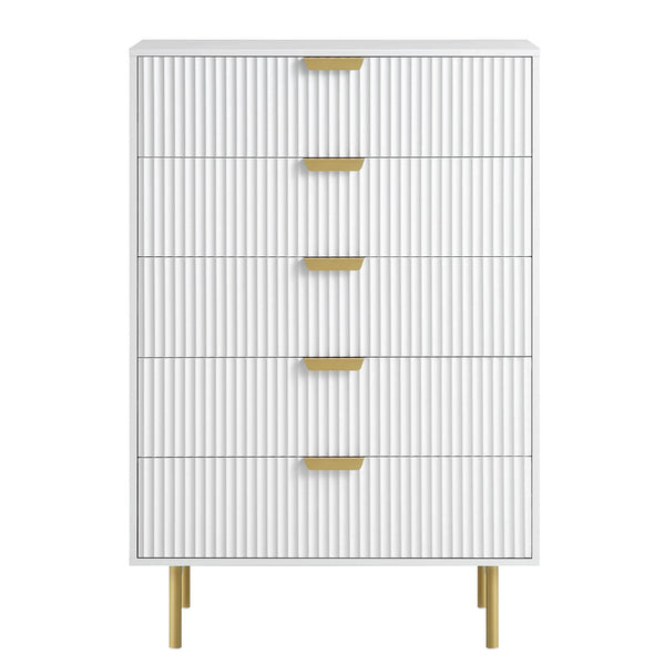 Richmond Ridged 5 Drawer Dresser, Matte White