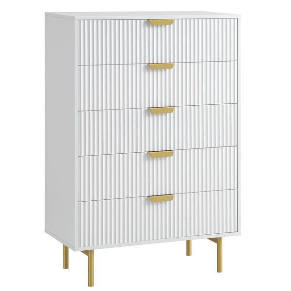 Richmond Ridged 5 Drawer Dresser, Matte White