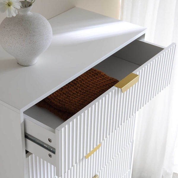 Richmond Ridged 5 Drawer Dresser, Matte White