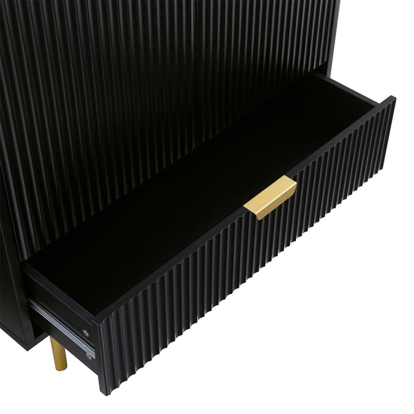 Richmond Ridged Double Closet with Drawer, Matte Black