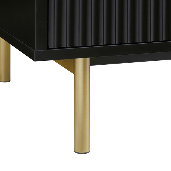 Richmond Ridged Double Closet with Drawer, Matte Black