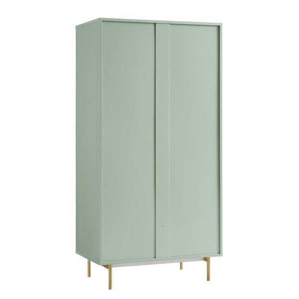 Richmond Ridged Double Closet with Drawer, Matte Sage Green