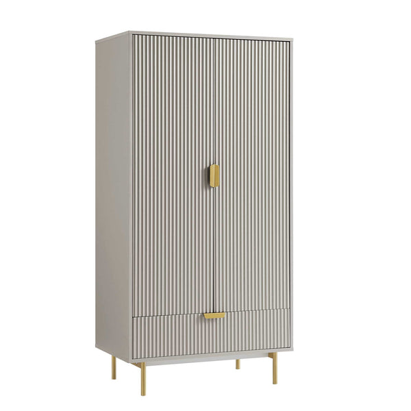 Richmond Ridged Double Closet with Drawer, Matte Taupe
