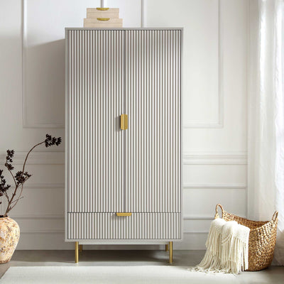 Richmond Ridged Double Closet with Drawer, Matte Taupe