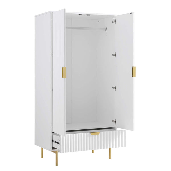 Richmond Ridged Double Closet with Drawer, Matte White