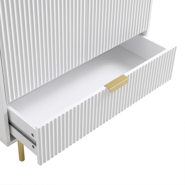 Richmond Ridged Double Closet with Drawer, Matte White