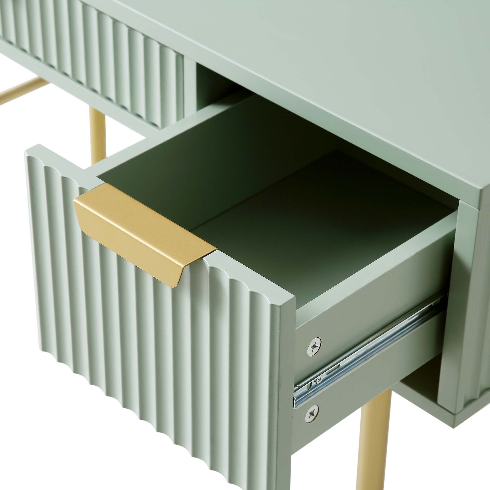 Richmond Ridged Vanity Table, Matte Sage Green - daals - Dressing Tables Richmond Ridged Vanity Table, Matte Sage Green - daals - Dressing Tables