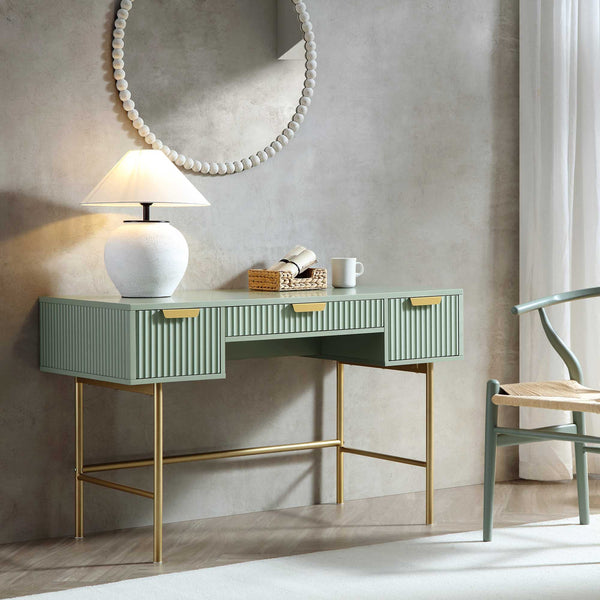 Richmond Ridged Vanity Table, Matte Sage Green Richmond Ridged Vanity Table, Matte Sage Green