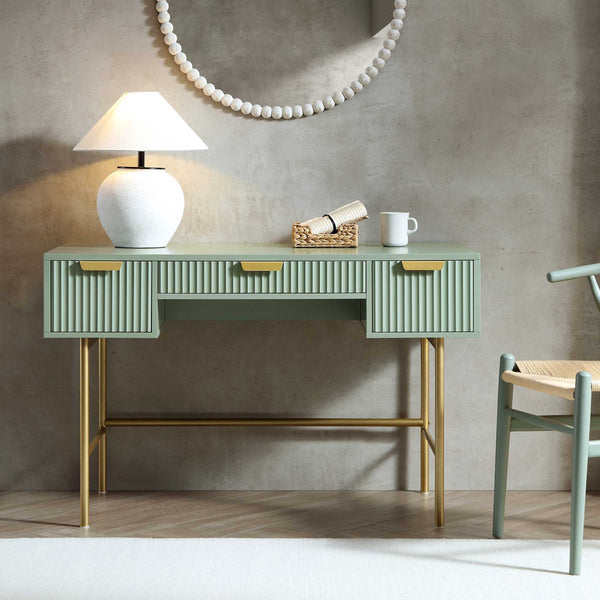 Richmond Ridged Vanity Table, Matte Sage Green