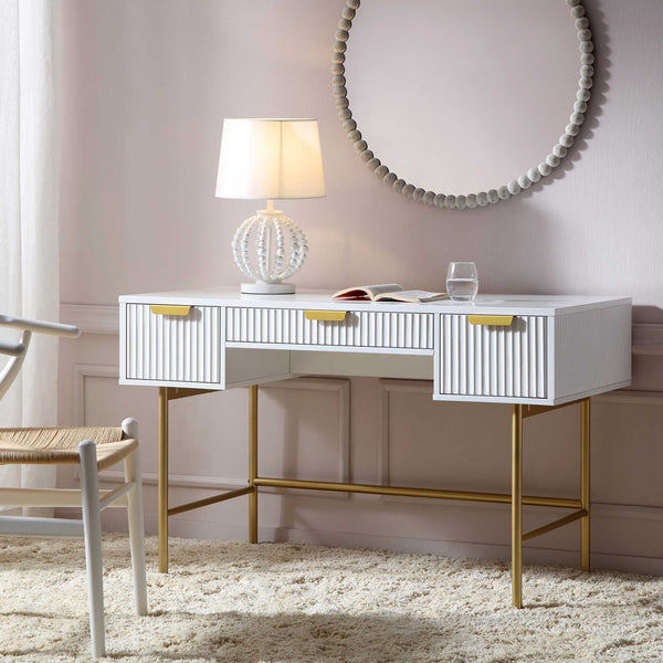 Richmond Ridged Vanity Table, Matte White Richmond Ridged Vanity Table, Matte White