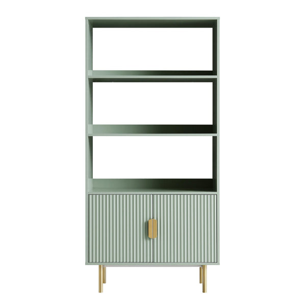 Richmond Ridged Tall Bookcase with Doors, Matte Sage Green