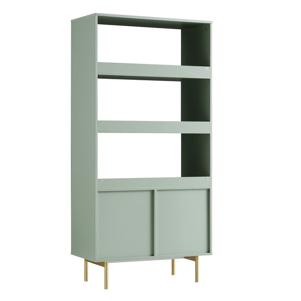 Richmond Ridged Tall Bookcase with Doors, Matte Sage Green