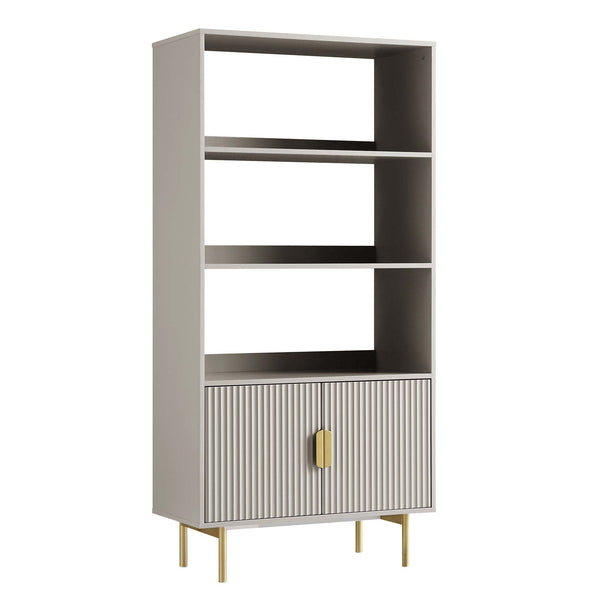 Richmond Ridged Tall Bookcase with Doors, Matte Taupe