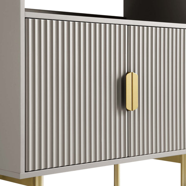 Richmond Ridged Tall Bookcase with Doors, Matte Taupe