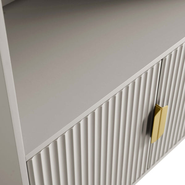 Richmond Ridged Tall Bookcase with Doors, Matte Taupe