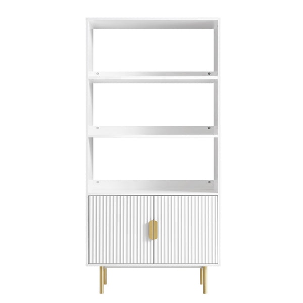 Richmond Ridged Tall Bookcase with Doors, Matte White